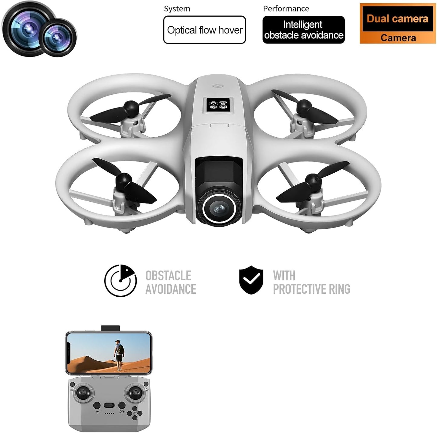 Optical Flow Dual‑Camera Drone ©