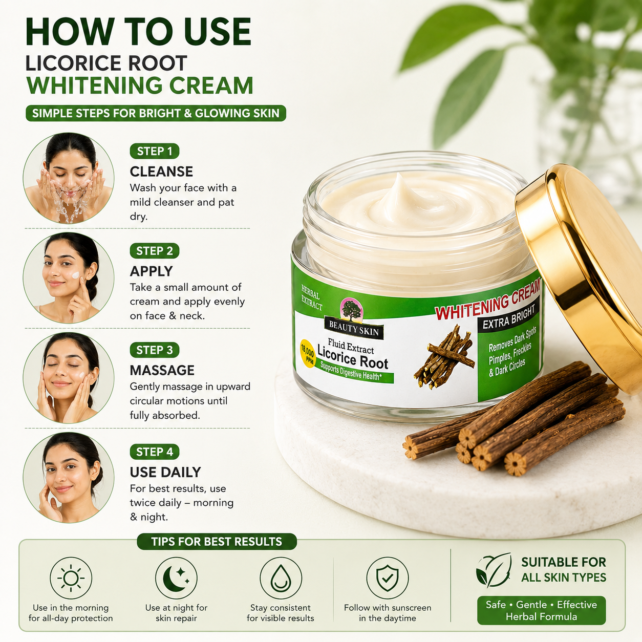 Beauty Skin Licorice Root Whitening Cream – Extra Bright Skin Cream