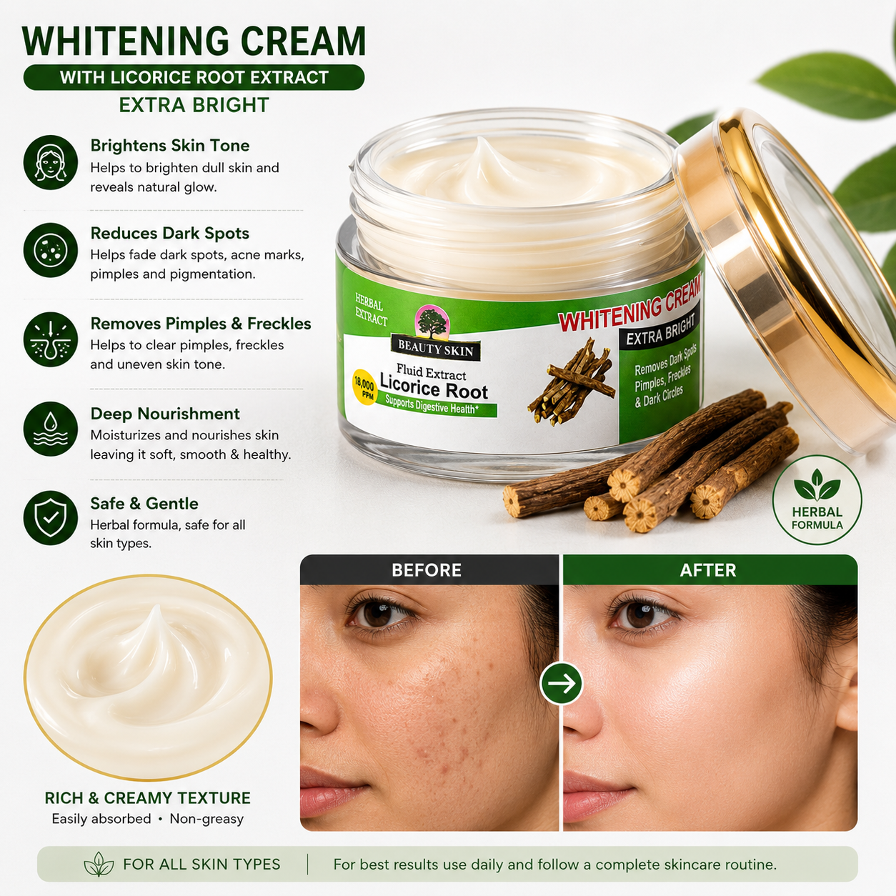 Beauty Skin Licorice Root Whitening Cream – Extra Bright Skin Cream